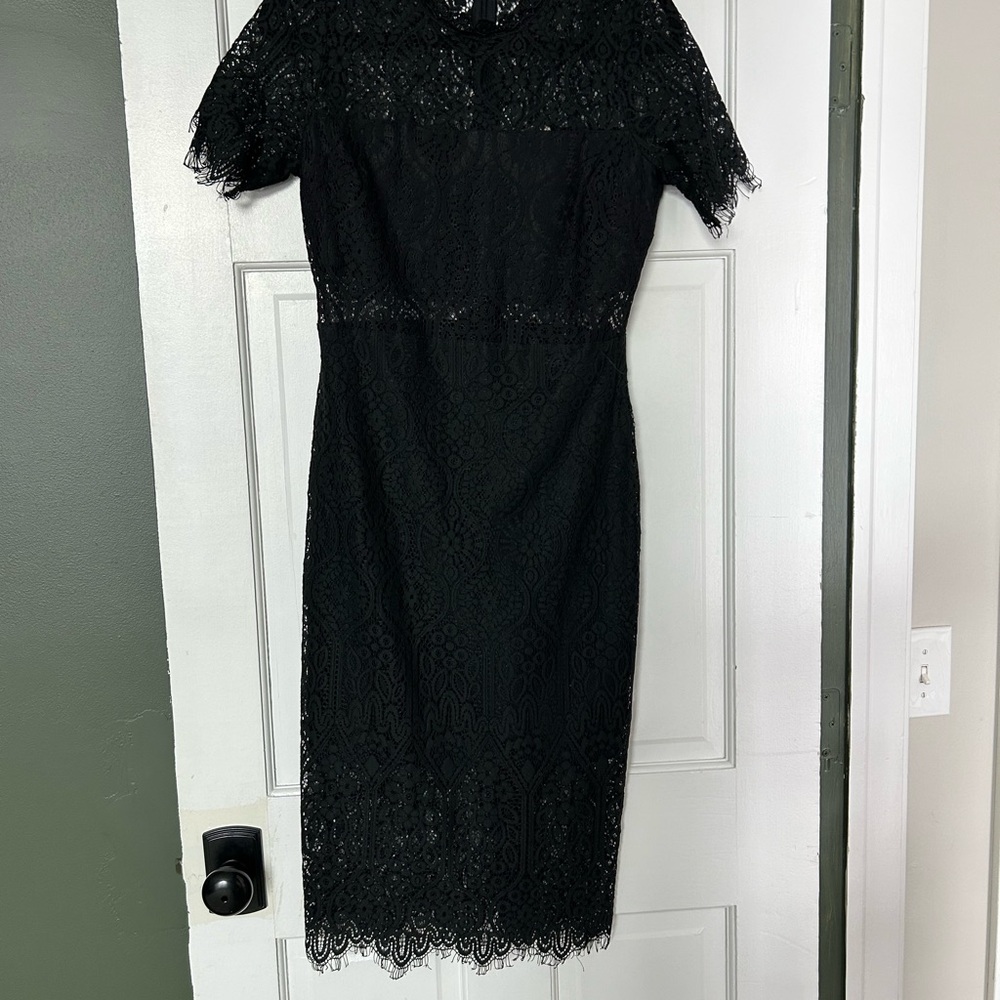 Just Me Black Lace Midi Dress